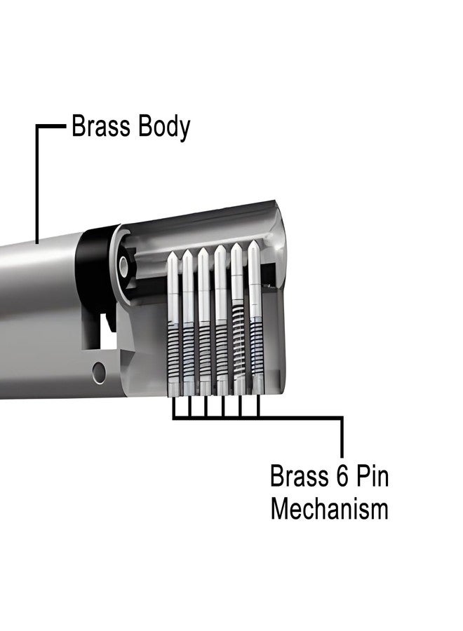 Moksh Plus Brass Cylinder Lock 70mm with 6 pin Mechanism for Mortise Handle Lock Fittings with 5 Brass Ultra Keys for Wooden Door (Pack of 1 Pcs., Antique) - Image 4